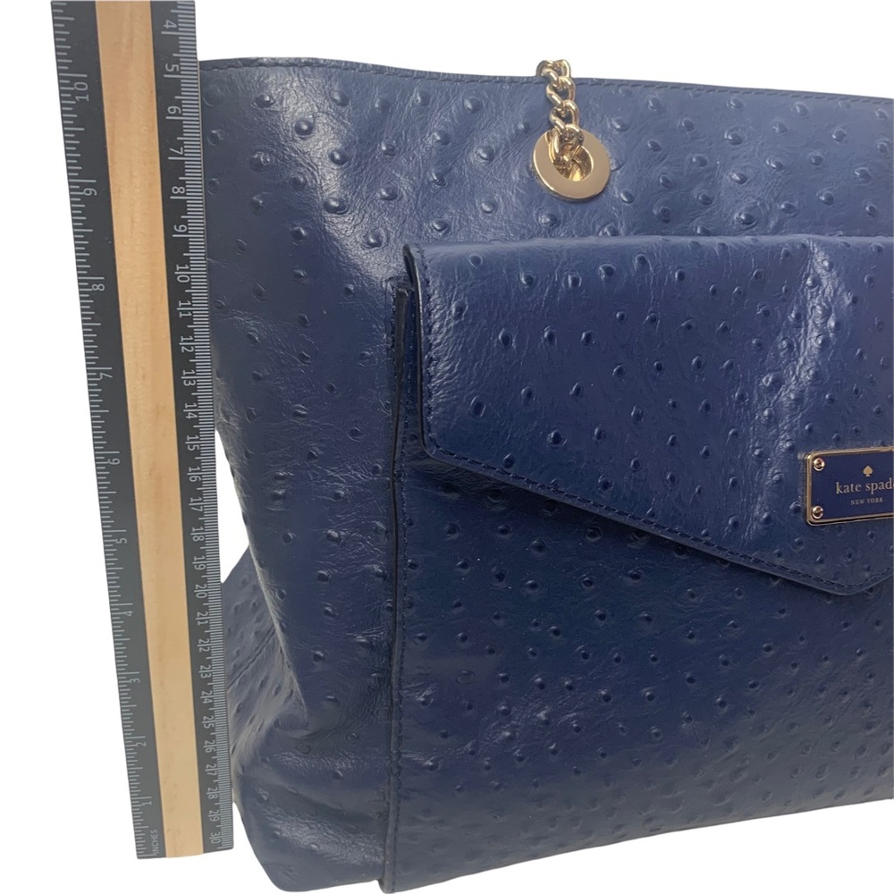 Kate Spade a la vita ostrich halsey Large Navy Leather Bag - Picture 2 of 16